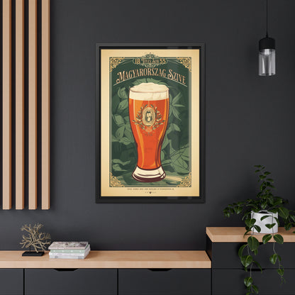 Vintage Beer Poster - Magyarország Szíve (Heart of Hungary) Art Print (Hungarian Language) Framed Posters