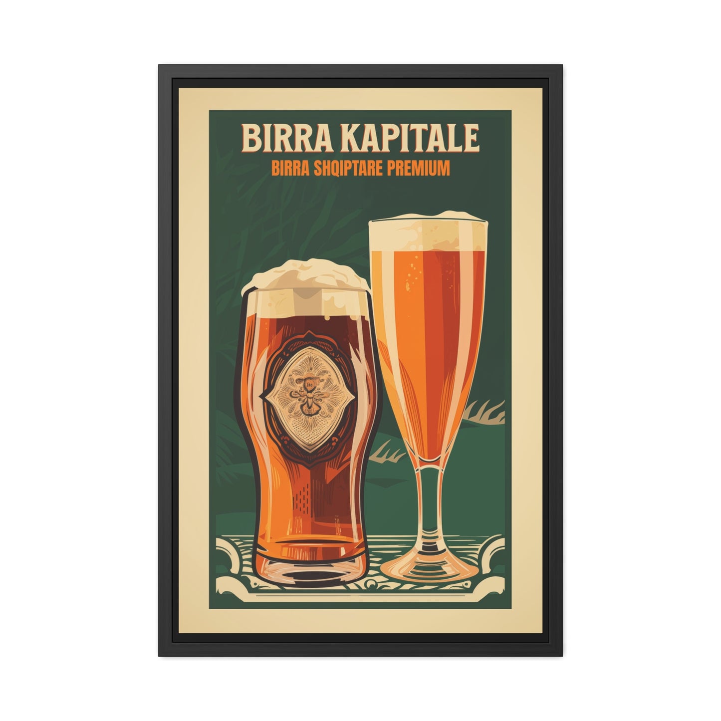 Vintage Beer Poster - Birra Kapitale (Albanian for 'Capital Beer') Premium Albanian Beer Art Print Framed Posters