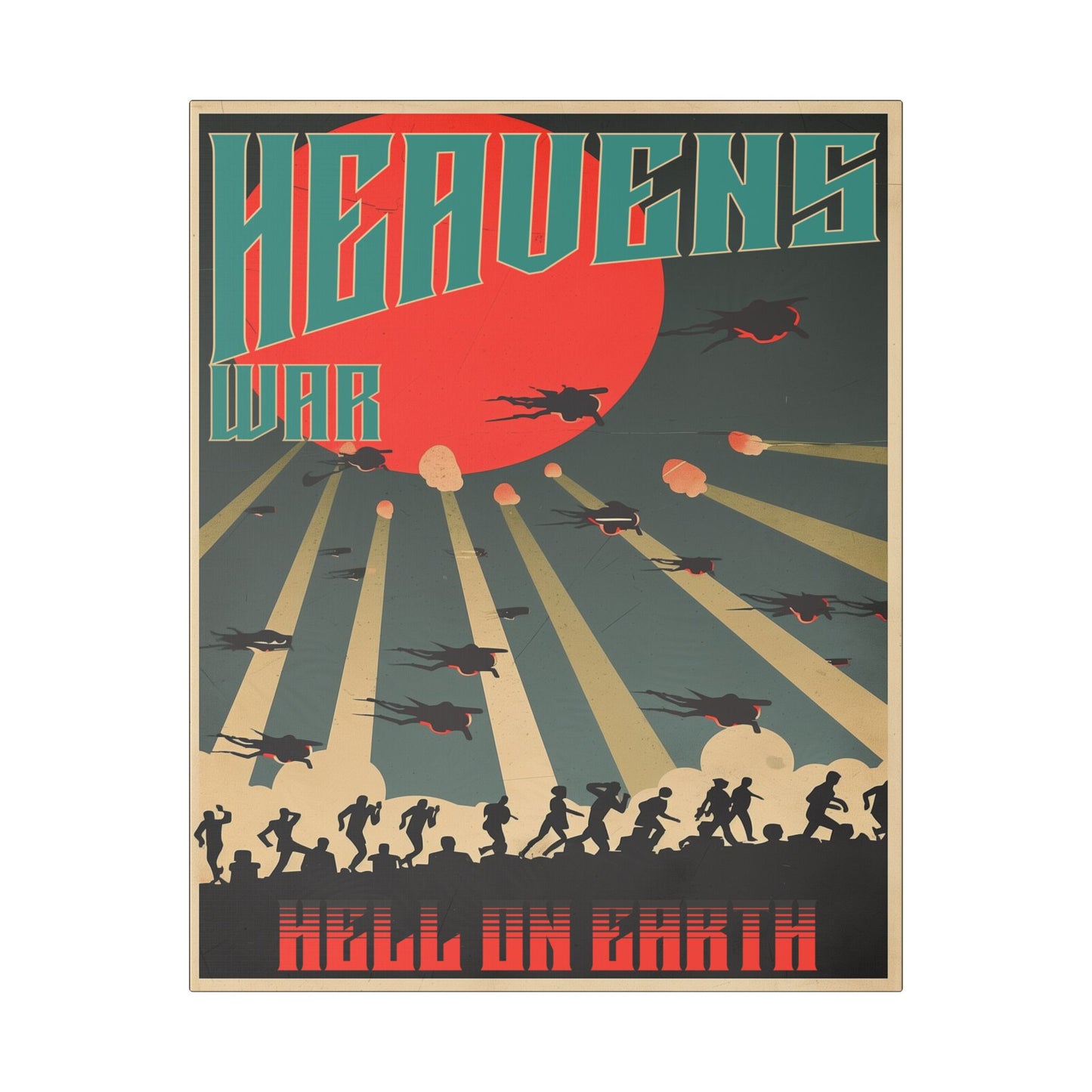 "Vintage Sci-Fi Poster - 'Heavens War: Hell on Earth' Dystopian Artwork", SciFi, Classic Stretched Canvas