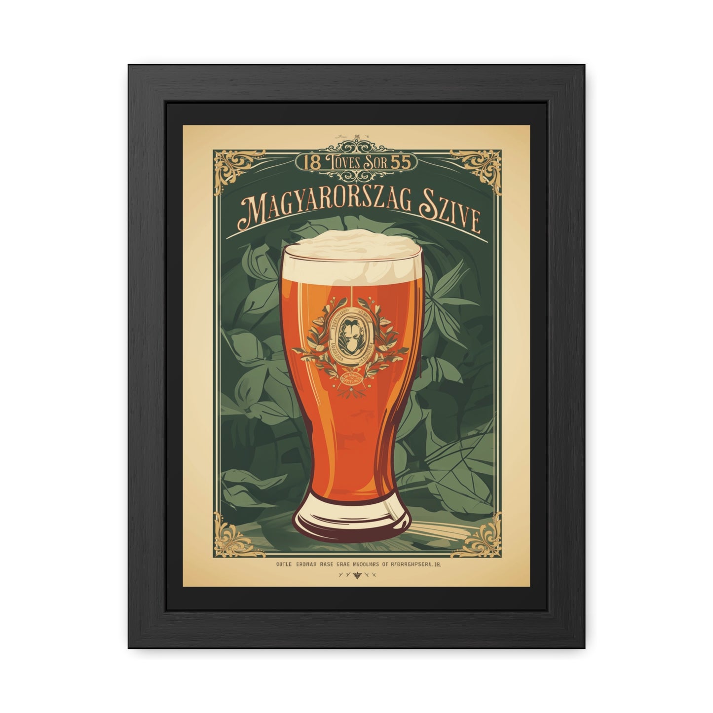 Vintage Beer Poster - Magyarország Szíve (Heart of Hungary) Art Print (Hungarian Language) Framed Posters
