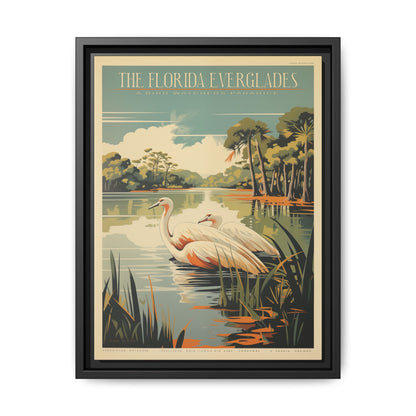 "Vintage Florida Everglades Poster - A Bird Watcher’s Paradise Matte Canvas Wall Art with Black Frame"Matte Canvas, Black Frame