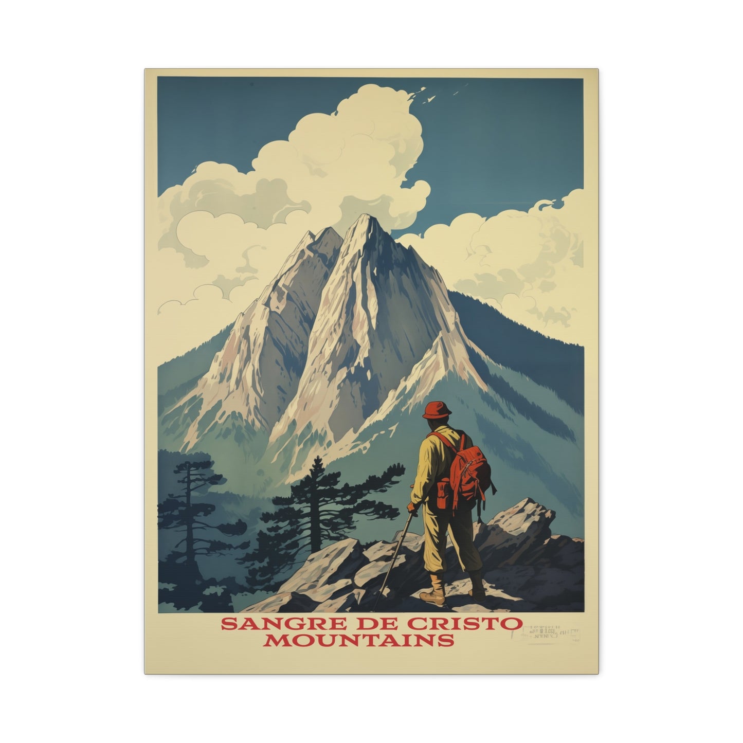 "Sangre de Cristo Mountains Explorer Poster - Matte Stretched Canvas Wall Art" Matte Canvas, Stretched, 1.25"