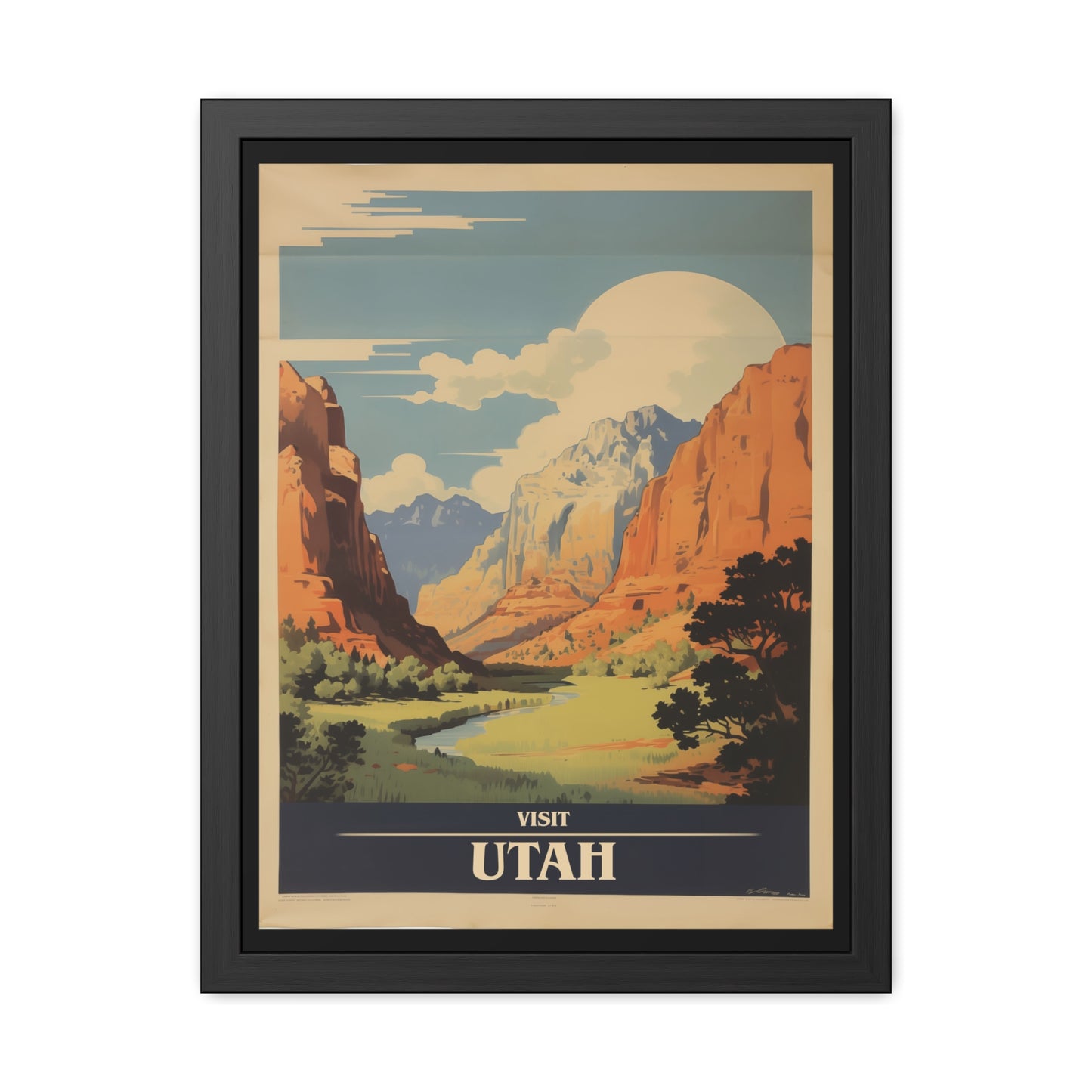 Vintage Utah Poster - Iconic Landscape of Zion National Park Art Print Framed Posters