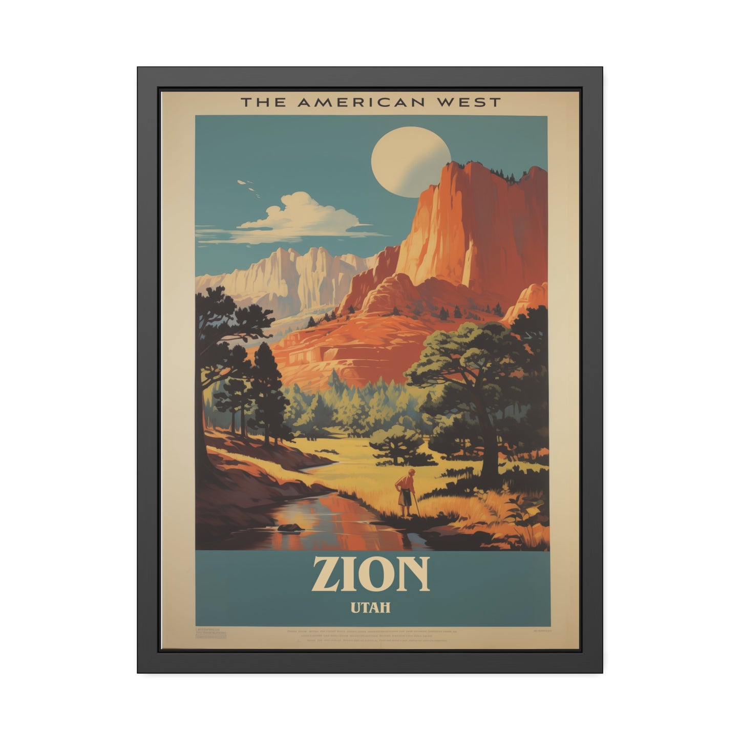 Zion National Park Vintage Travel Poster — Framed Paper Poster