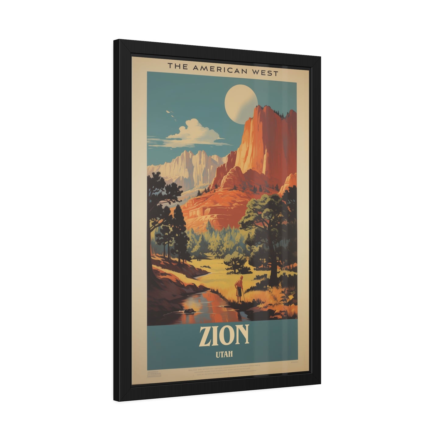 Zion National Park Vintage Travel Poster — Framed Paper Poster