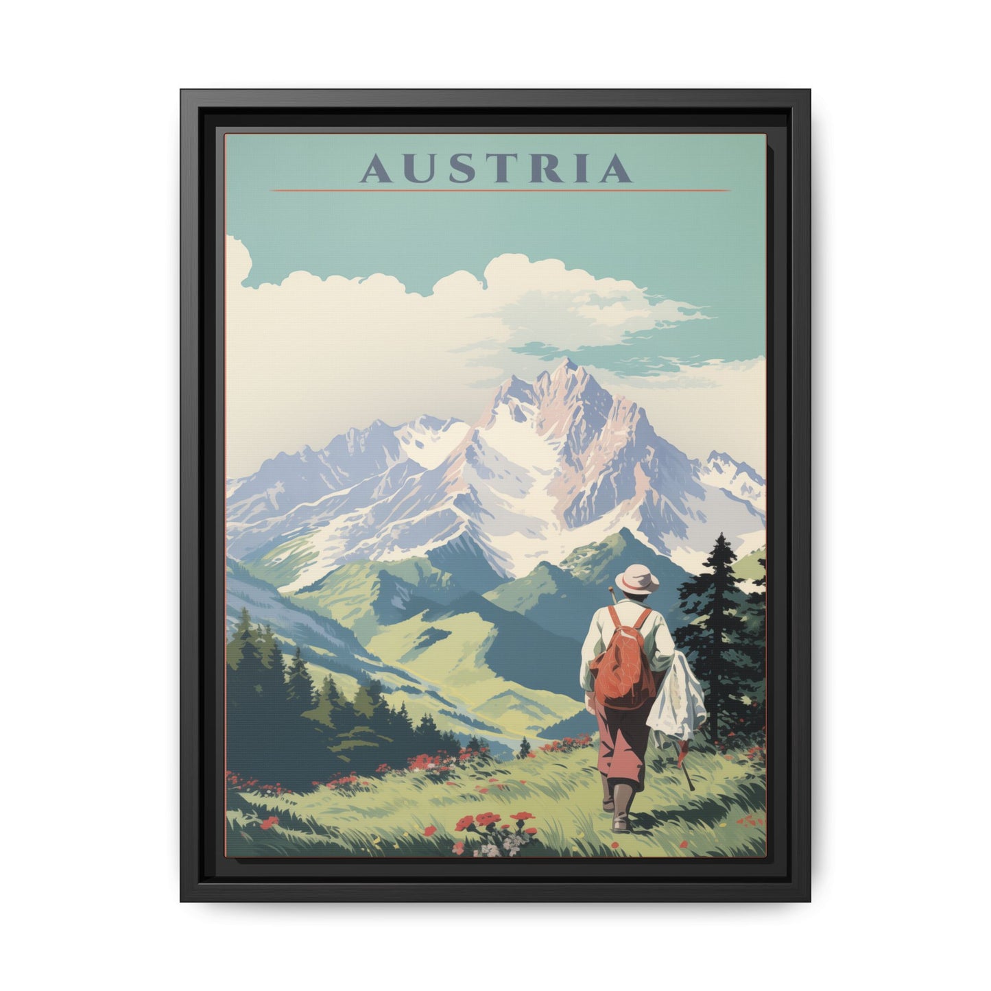 "Austria Vintage Travel Poster | Matte Canvas with Black Frame"