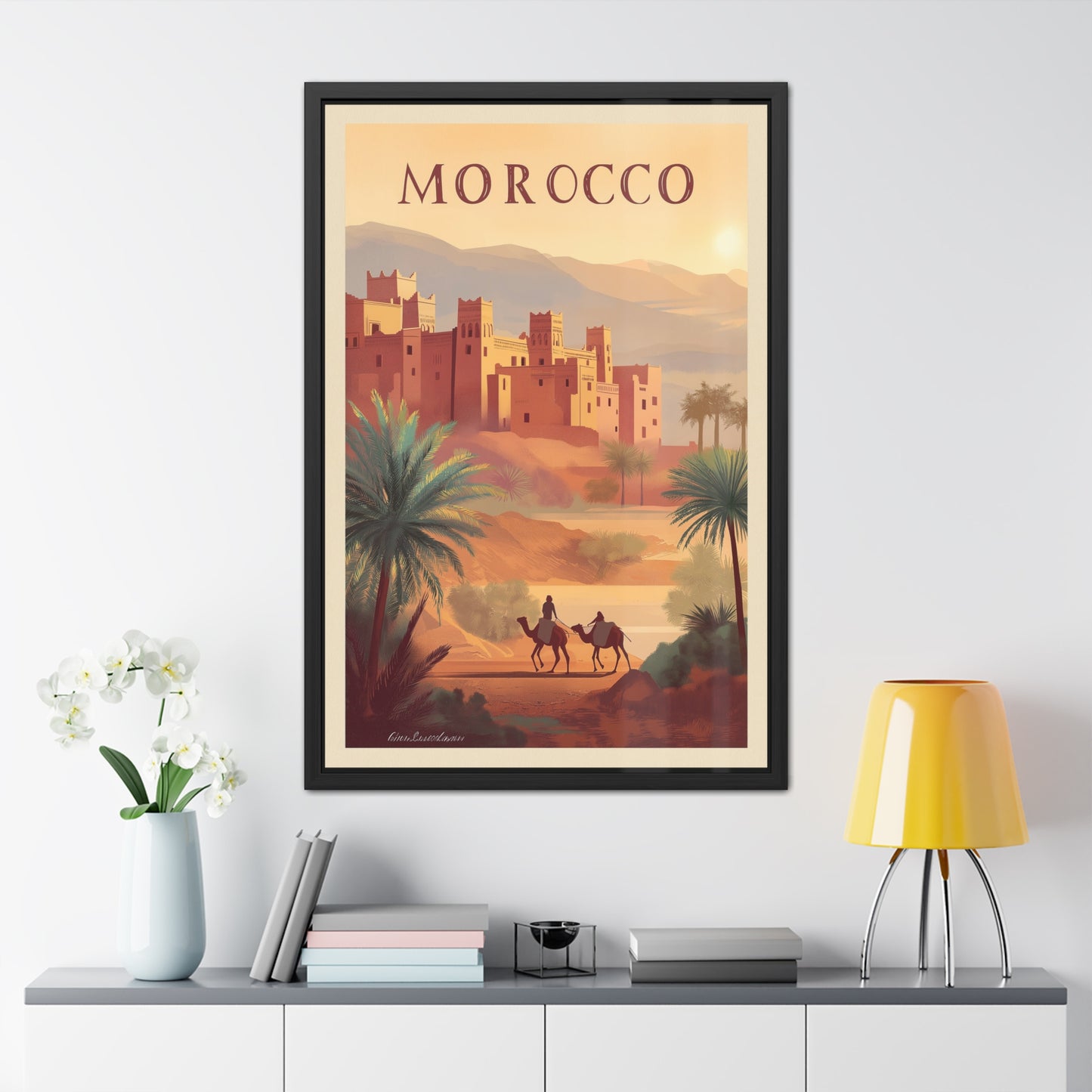Morocco Travel Poster — Framed Vintage Desert Wall Art_M