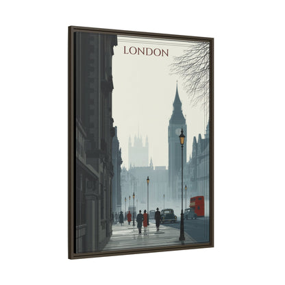 London Street Matte Canvas Print — Framed Vintage Cityscape Wall Art