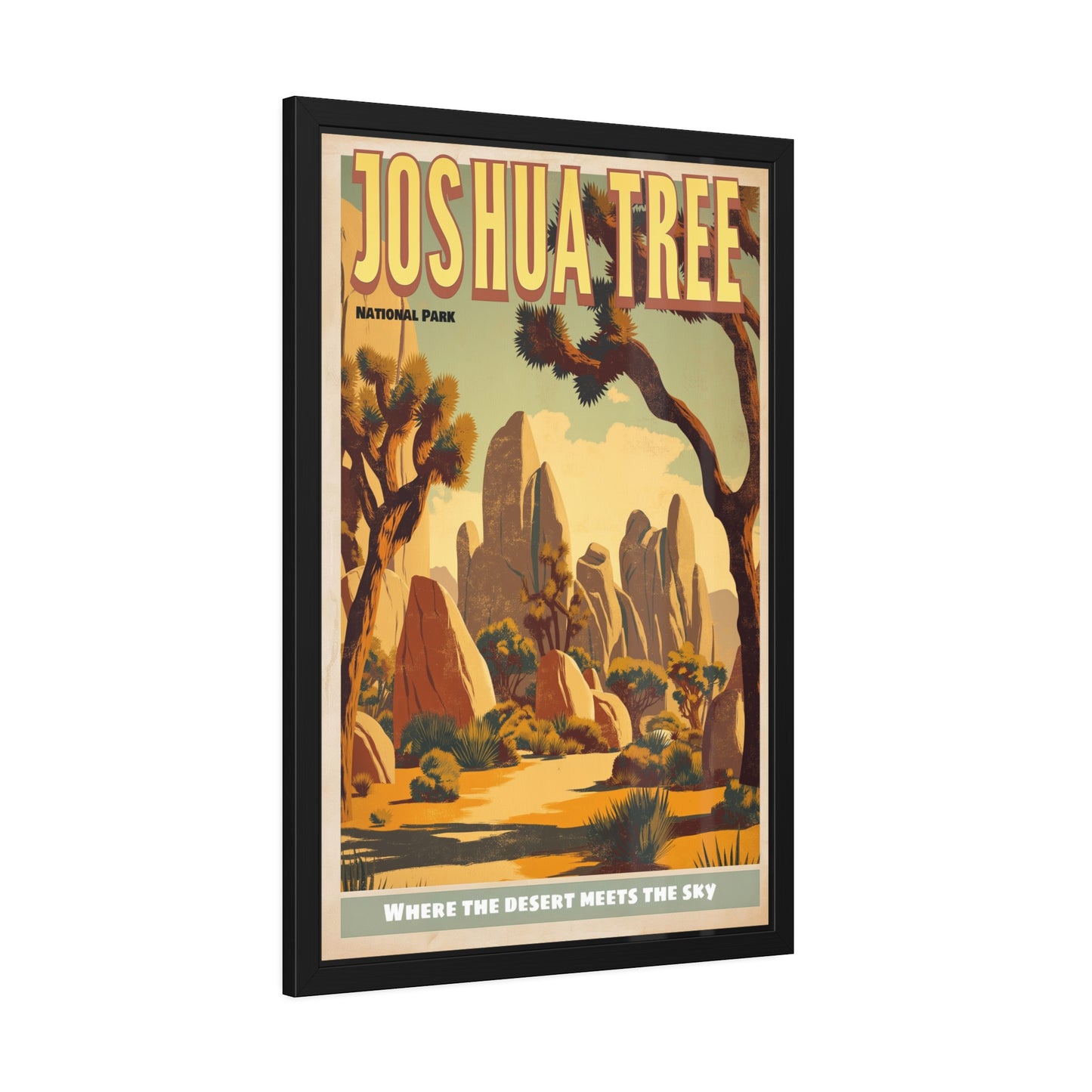 Joshua Tree Framed Poster - Vintage National Park Travel Print
