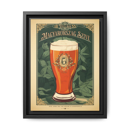 "Vintage Magyarország Sör Poster - Matte Canvas Wall Art with Black Frame" Matte Canvas, Black Frame