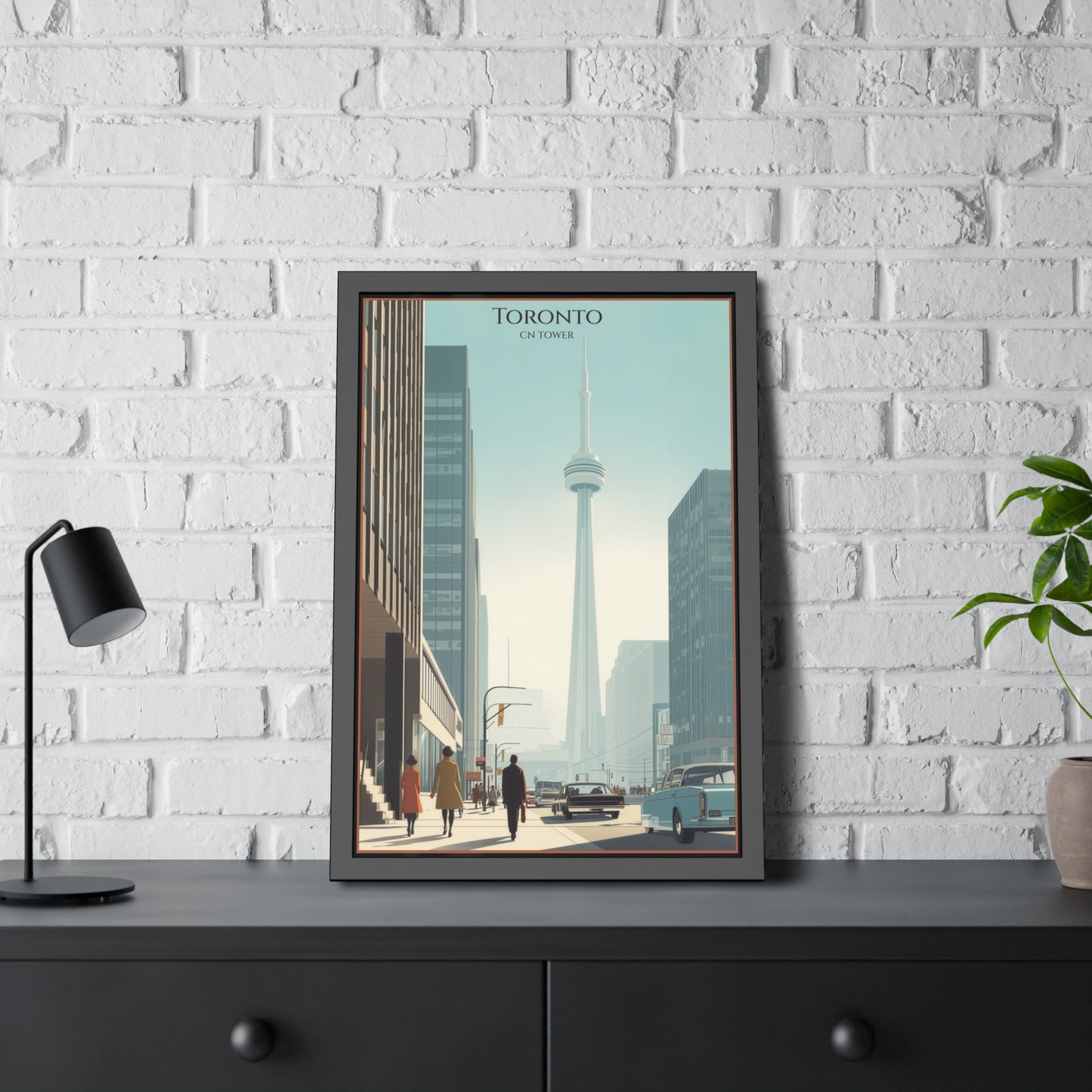 Toronto CN Tower Framed Poster — Vintage Cityscape Wall Art