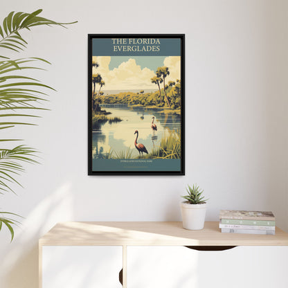 "Vintage Florida Everglades National Park Poster - Matte Canvas Wall Art with Black Frame" Matte Canvas, Black Frame
