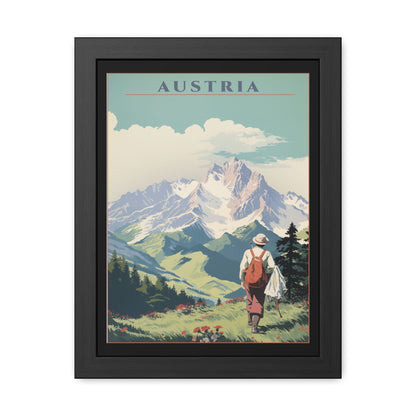 Vintage Austria Travel Poster - Alpine Hiking Scene Framed Posters