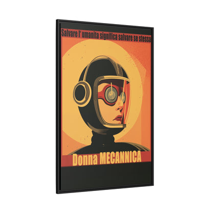 “Vintage Italian Sci-Fi Wall Art Print – Donna Meccanica Retro Futuristic Space ”Matte Canvas, Black Frame