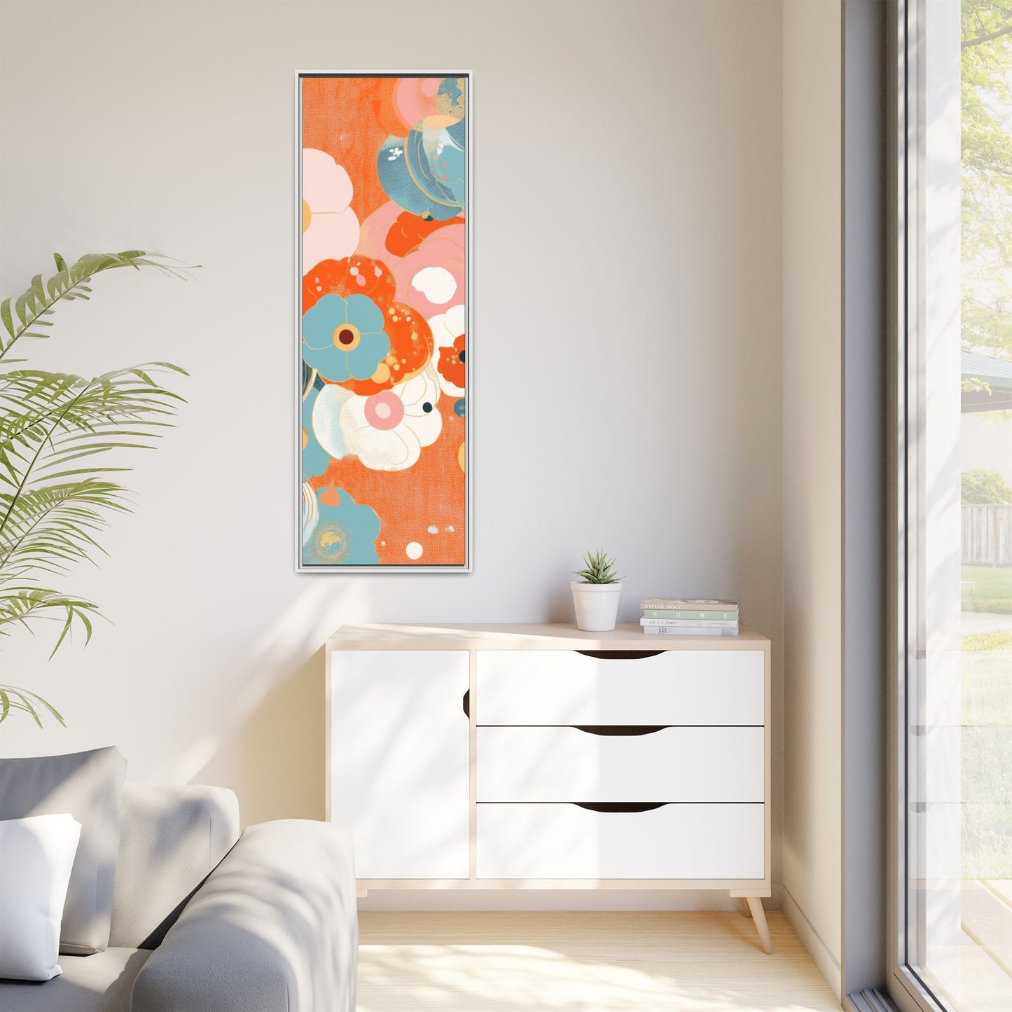 Framed Floral Canvas Art Print — Colorful Abstract Blooms