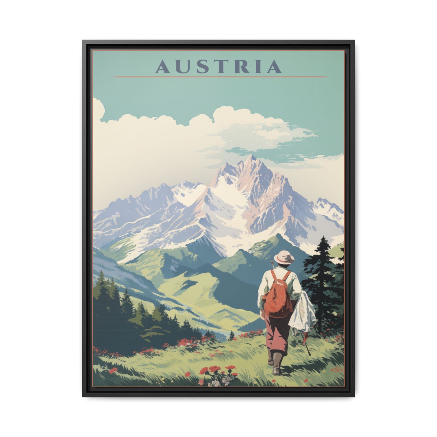 "Austria Vintage Travel Poster | Matte Canvas with Black Frame"