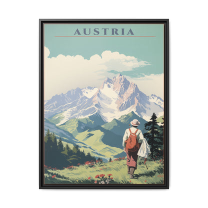 "Austria Vintage Travel Poster | Matte Canvas with Black Frame"