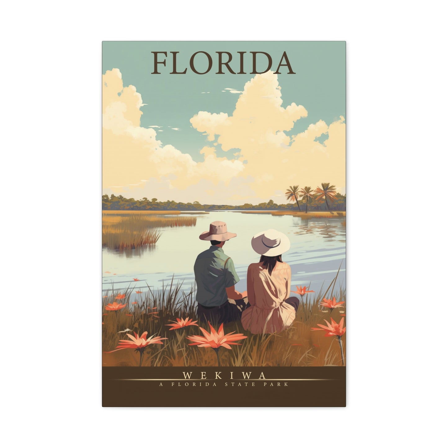 "Vintage Florida Wekiwa State Park Poster - Matte Canvas Stretched Wall Art" Matte Canvas, Stretched, 1.25"