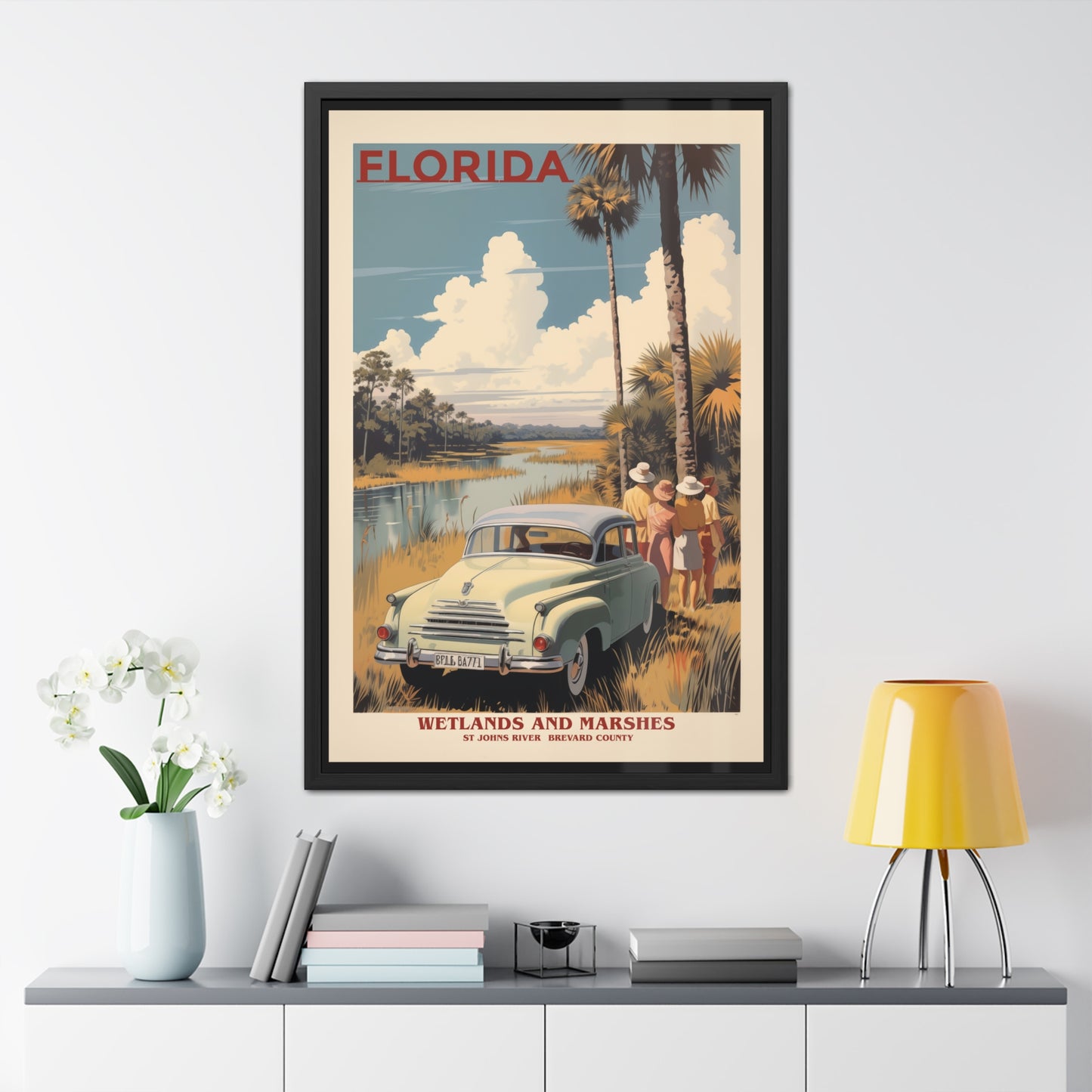 Vintage Florida Wetlands Wall Art - St. Johns River Scenic View