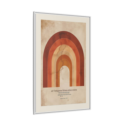 Framed Matte Canvas Wall Art - Retro Rainbow Design