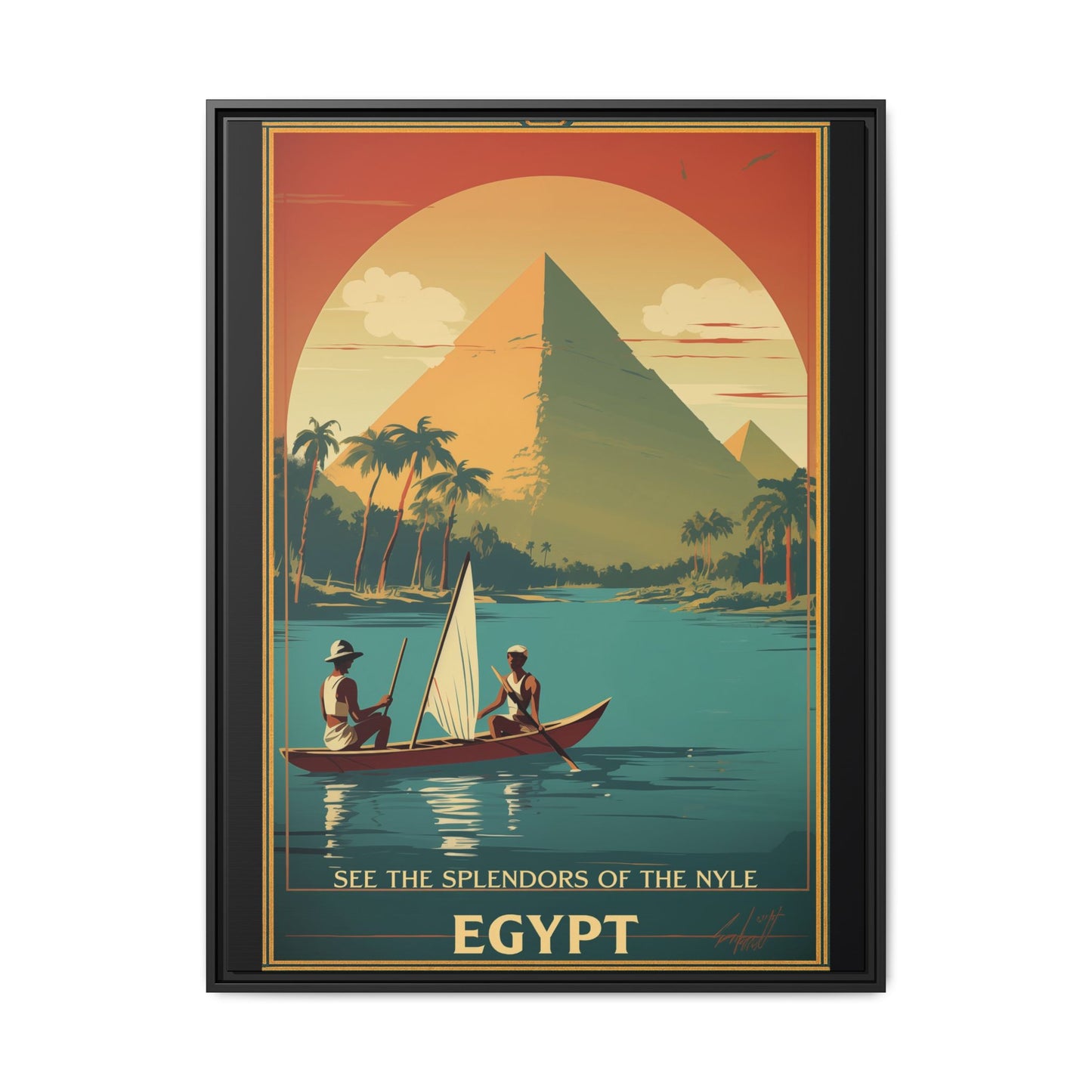 See the Splendors of the Nile — Egypt Vintage Matte Canvas Framed