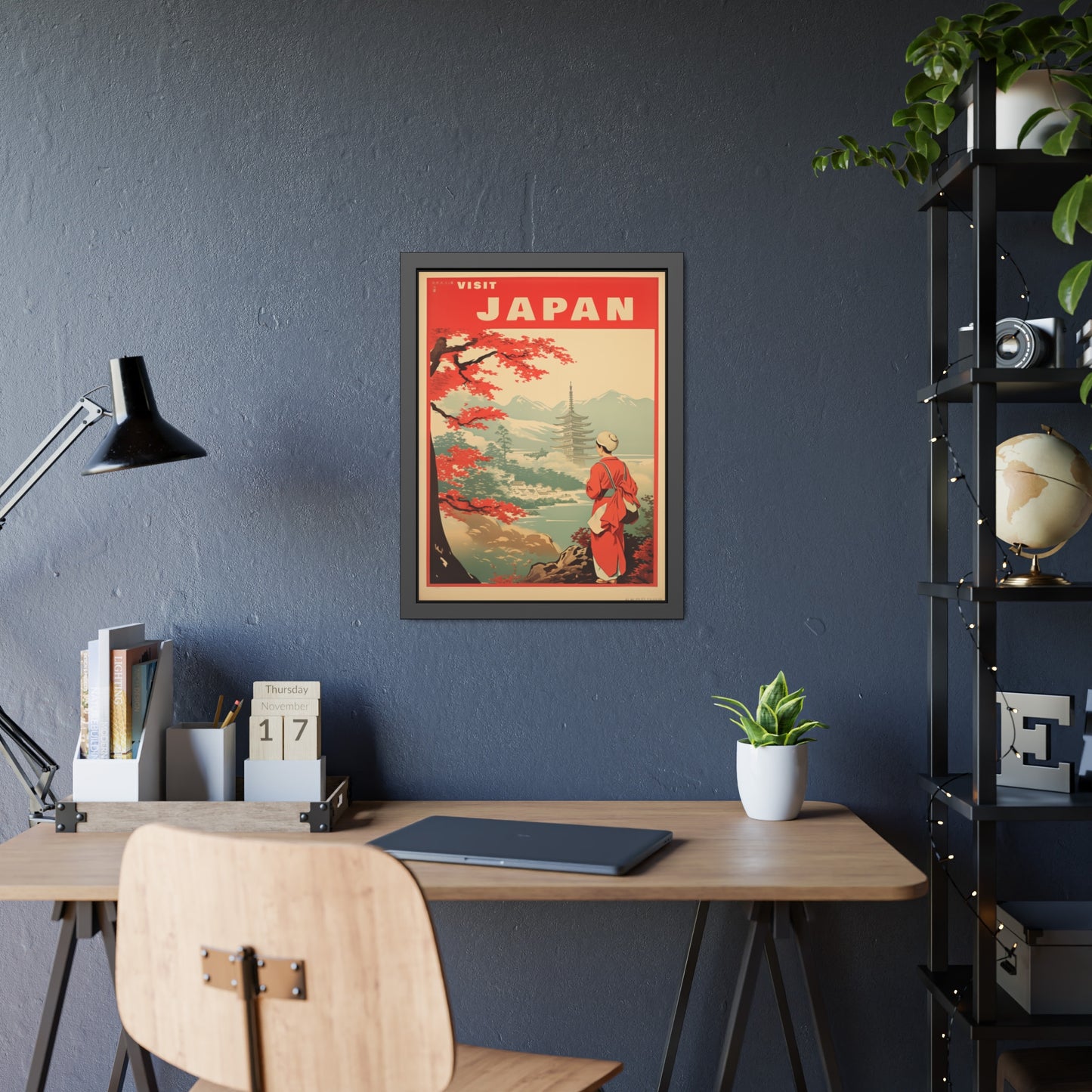 Visit Japan Vintage Travel Poster — Framed Paper Poster