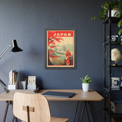 Visit Japan Vintage Travel Poster — Framed Paper Poster