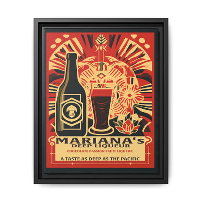 "Vintage Mariana's Deep Liqueur Poster - Chocolate Passion Fruit Matte Canvas Wall Art with Black Frame" Matte Canvas, Black Frame