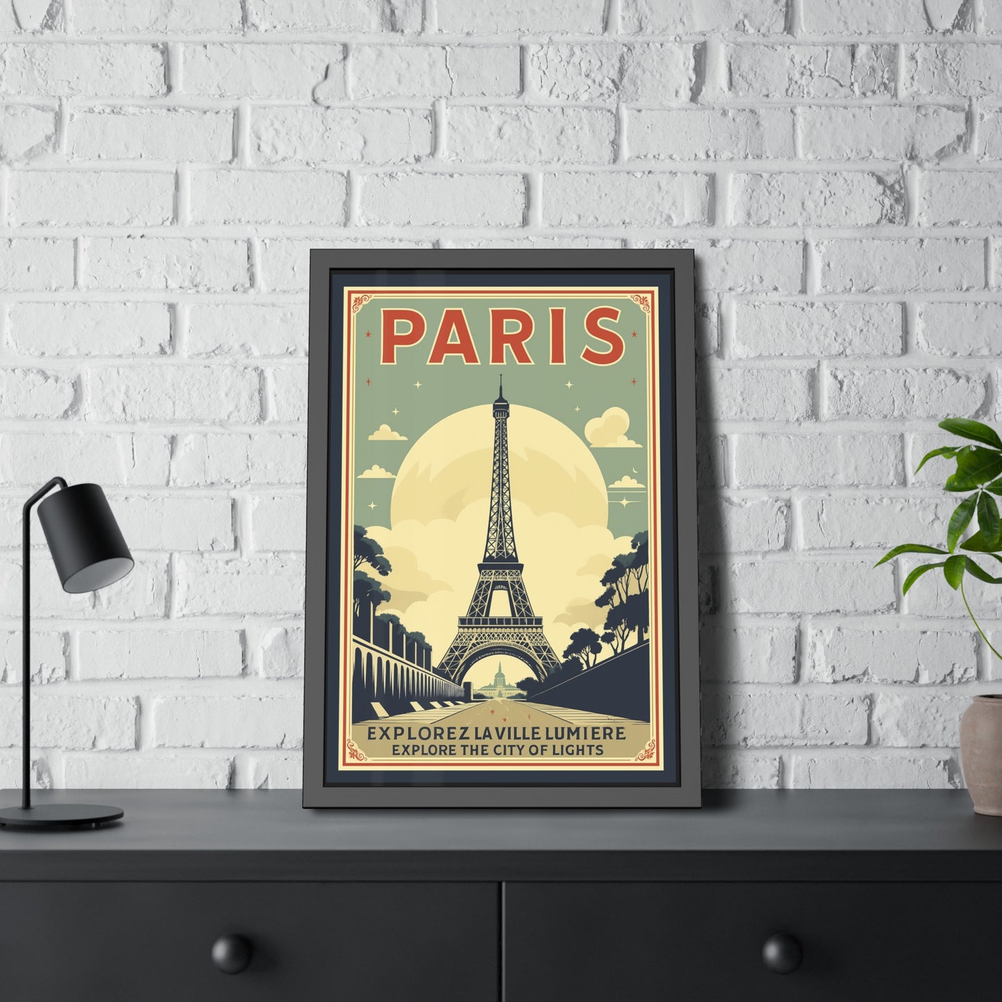 Paris Travel Poster Framed Print — Explorez La Ville Lumière Vintage Wall Art