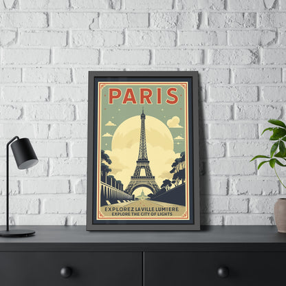 Paris Travel Poster Framed Print — Explorez La Ville Lumière Vintage Wall Art