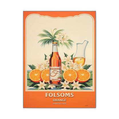 "Vintage Folsom's Orange Sparkling Cider Poster - Matte Canvas Stretched Wall Art" Matte Canvas, Stretched, 1.25"