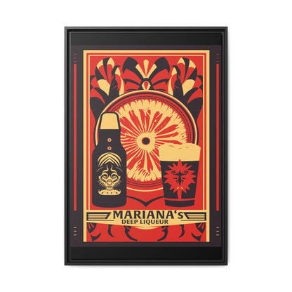 "Vintage Mariana's Deep Liqueur Poster - Bold Citrus Matte Canvas Wall Art with Black Frame" Matte Canvas, Black Frame