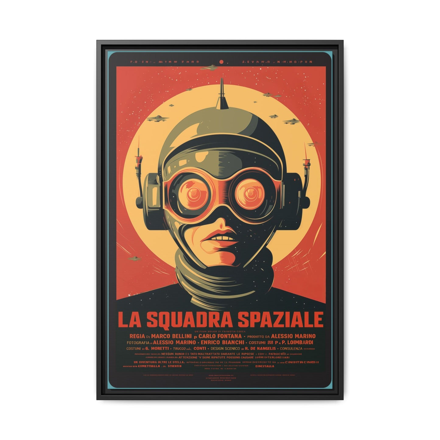 La Squadra Spaziale Retro Space Poster — Matte Framed Canvas