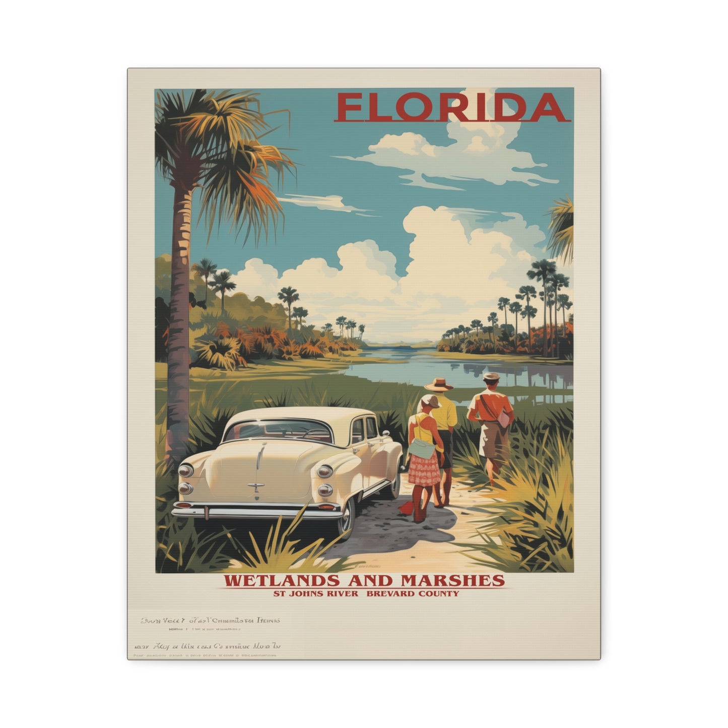 "Vintage Florida Wetlands and Marshes Poster - St. Johns River Matte Stretched Canvas Art" Matte Canvas, Stretched, 1.25"