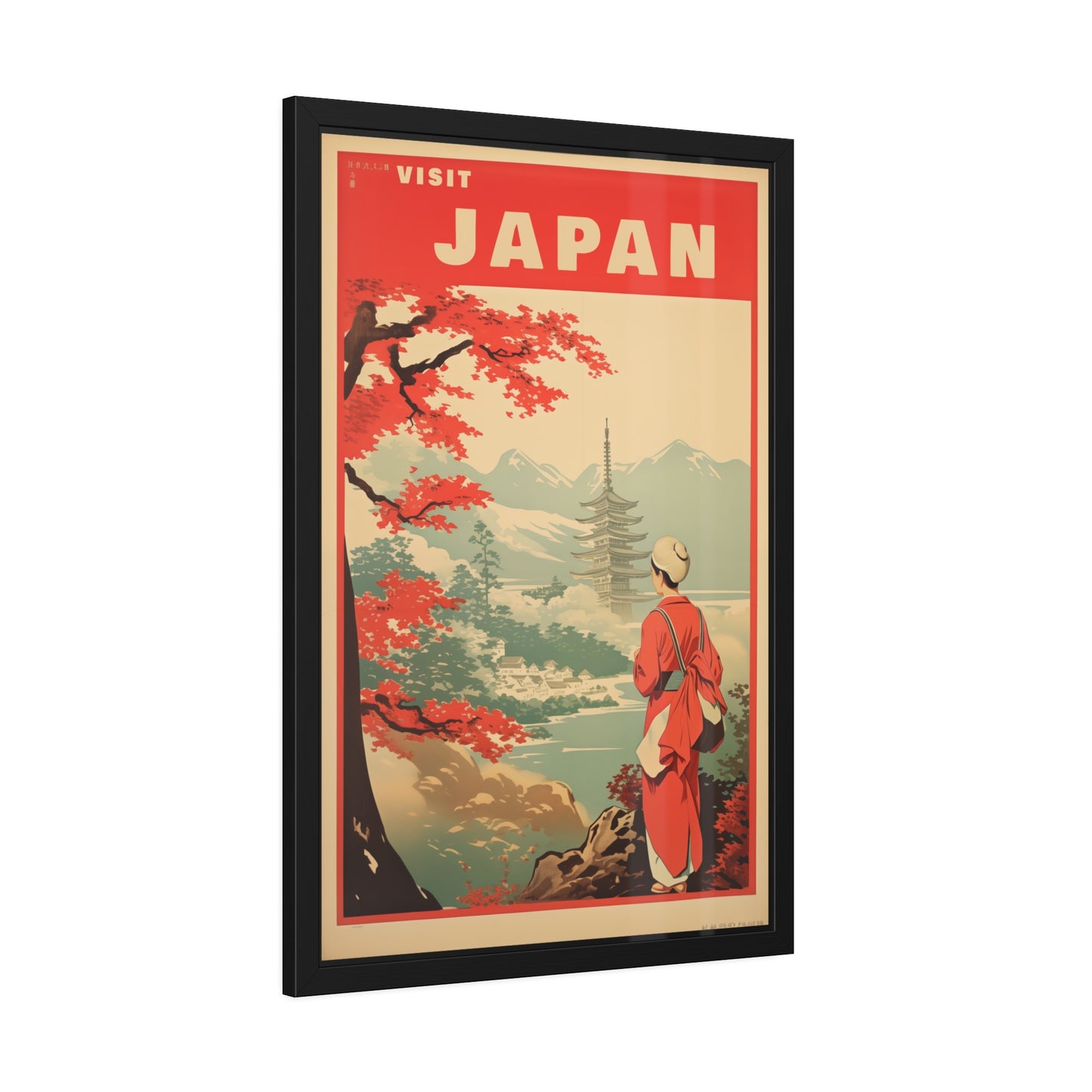 Visit Japan Vintage Travel Poster — Framed Paper Poster
