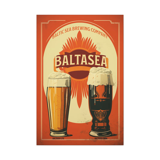 "Vintage Baltasea Brewing Poster - Baltic Sea Brewing Company Frameless Stretched Matte Canvas" Matte Canvas, Stretched, 1.25"