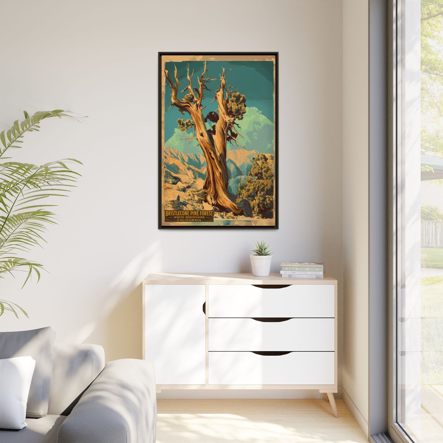 Bristlecone Pine Forest Vintage Travel Poster — Framed Matte Canvas Wall Art