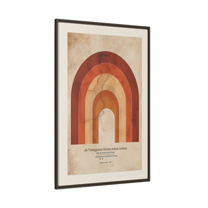 Framed Matte Canvas Wall Art - Retro Rainbow Design