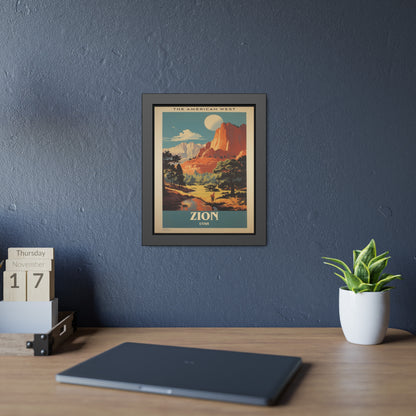 Zion National Park Vintage Travel Poster — Framed Paper Poster