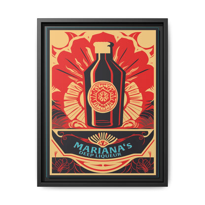 "Vintage Mariana's Deep Liqueur Bottle Poster - Matte Canvas Wall Art with Black Frame" Matte Canvas, Black Frame