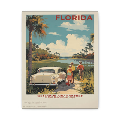 "Vintage Florida Wetlands and Marshes Poster - St. Johns River Matte Stretched Canvas Art" Matte Canvas, Stretched, 1.25"