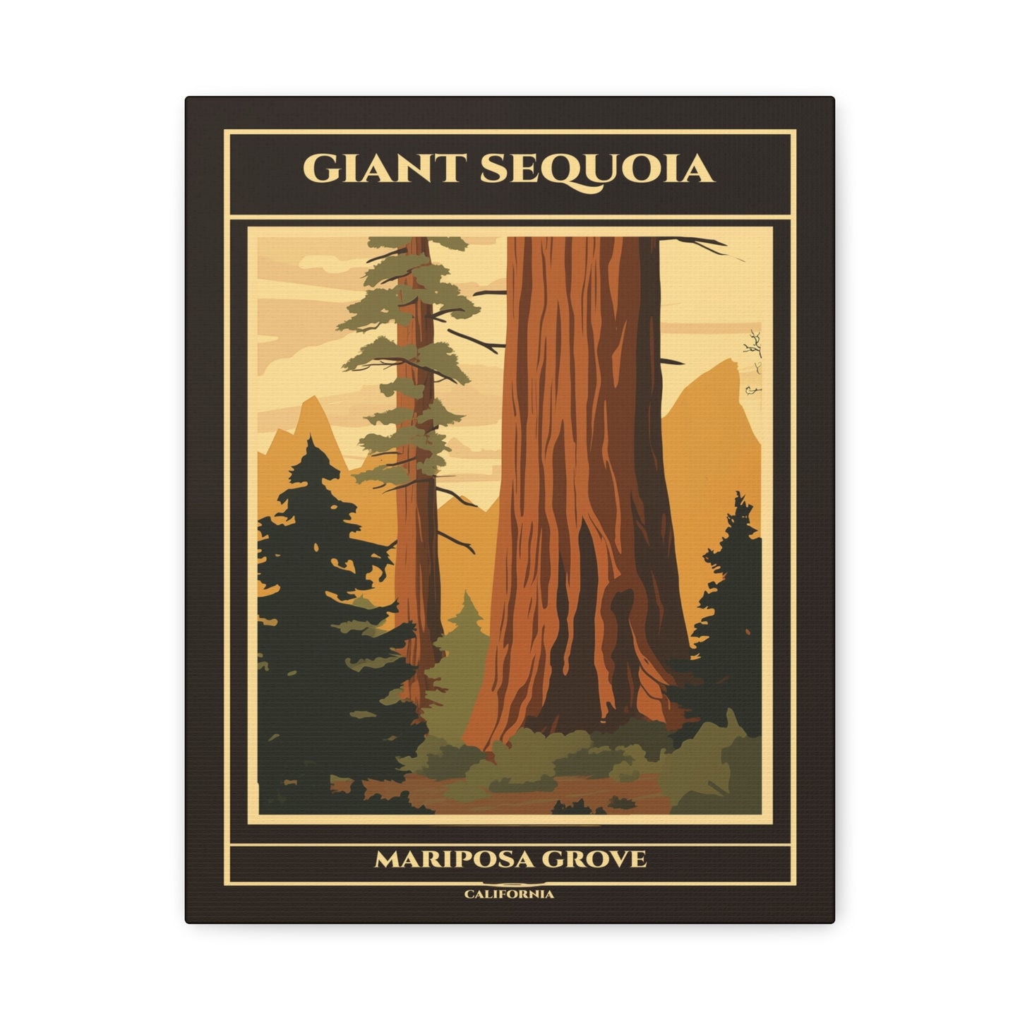 "Giant Sequoia Mariposa Grove Poster - California Matte Stretched Canvas Wall Art" Matte Canvas, Stretched, 1.25"