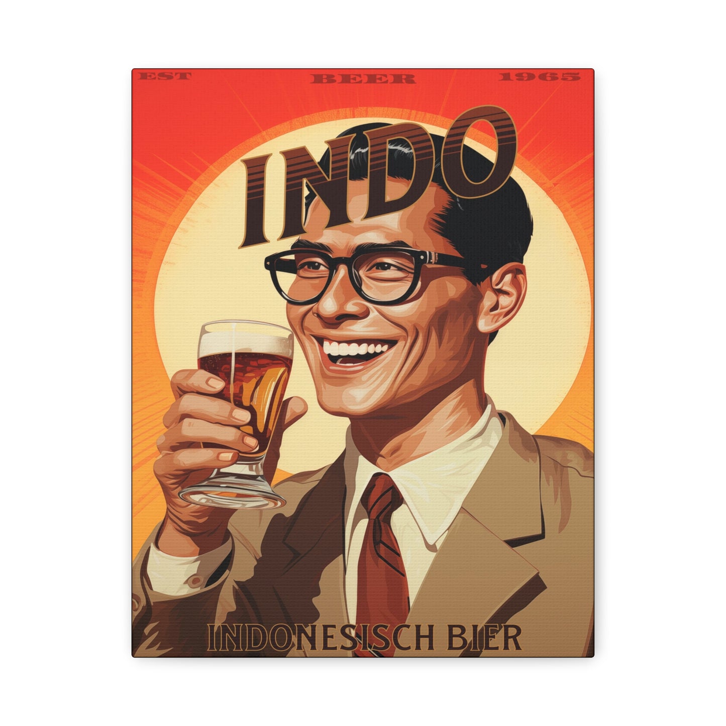 "Vintage Indo Beer Poster - Indonesisch Bier 1965 Frameless Stretched Matte Canvas" Matte Canvas, Stretched, 1.25"