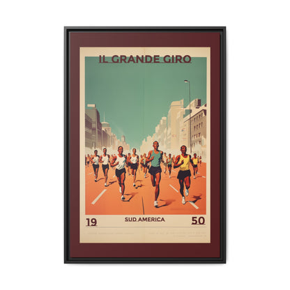 "Il Grande Giro – Vintage South American Marathon Canvas (1950)"Matte Canvas, Black Frame