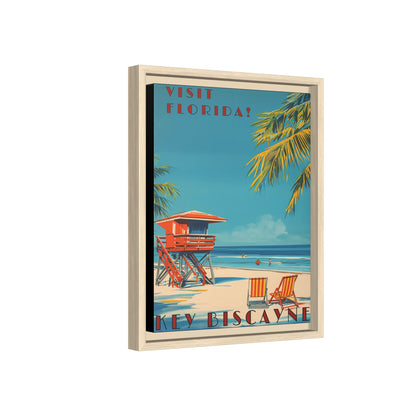 Key Biscayne Vintage Travel Poster Matte Canvas Print — Framed “Visit Florida!” Beach Wall Art
