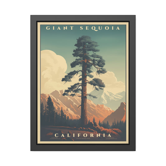 Giant Sequoia California Framed Poster – Vintage National Park Wall Art