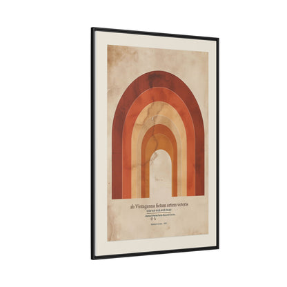 Framed Matte Canvas Wall Art - Retro Rainbow Design