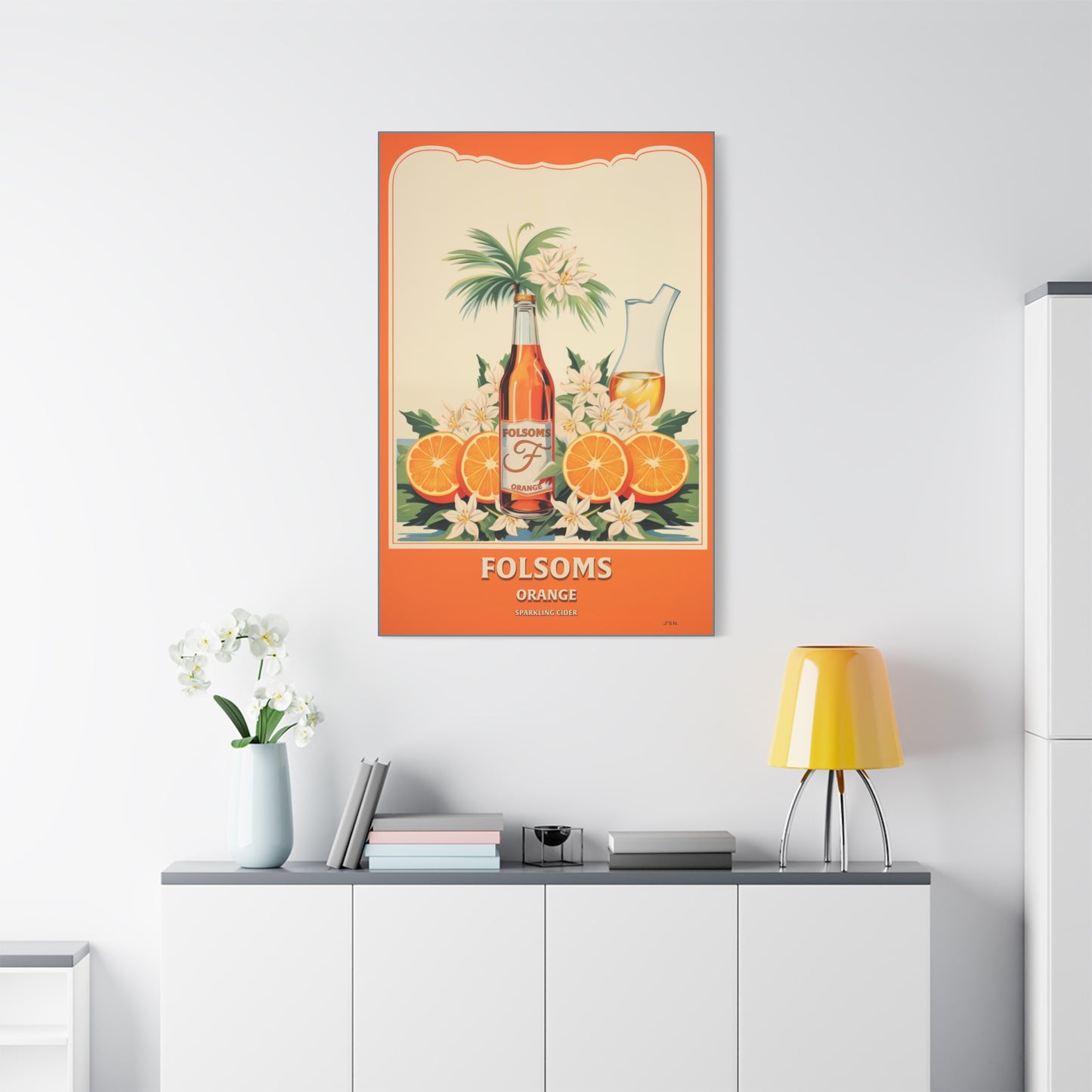 "Vintage Folsom's Orange Sparkling Cider Poster - Matte Canvas Stretched Wall Art" Matte Canvas, Stretched, 1.25"