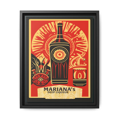 "Vintage Mariana's Deep Liqueur Artwork - Matte Canvas Wall Art with Black Frame" Matte Canvas, Black Frame
