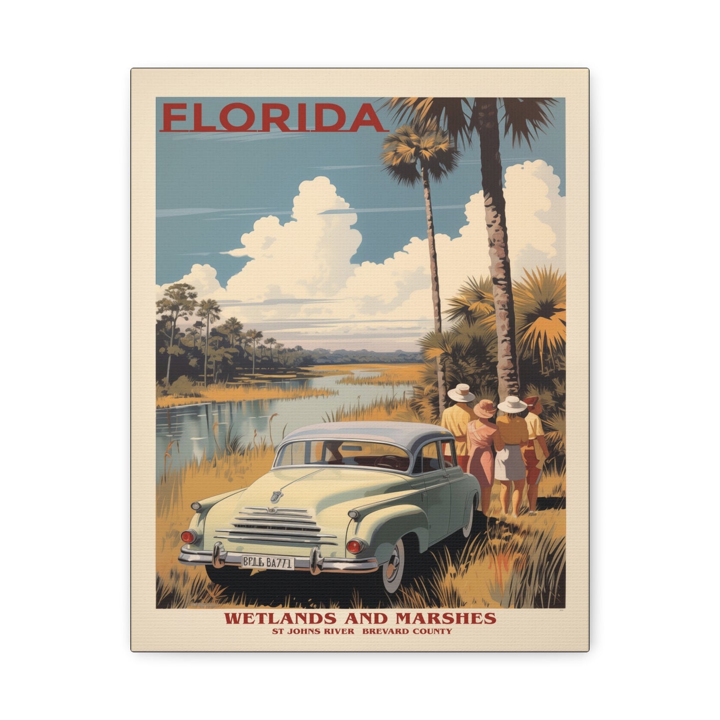 "Retro Florida Wetlands and Marshes Poster - St. Johns River Matte Stretched Canvas" Matte Canvas, Stretched, 1.25"